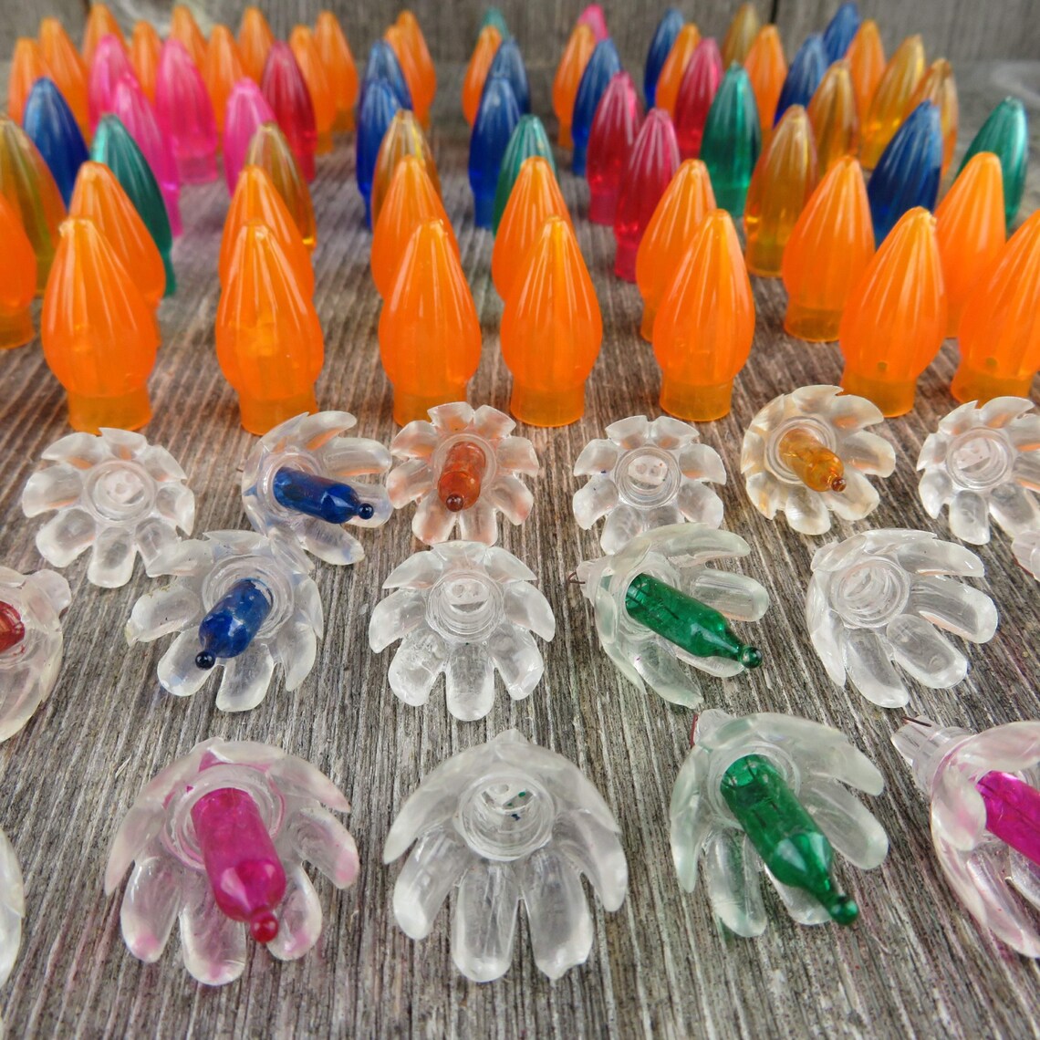 Vintage Christmas Light Reflectors Covers Plastic Petal Star Etsy