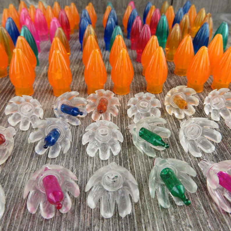 Vintage Christmas Light Reflectors Covers Plastic Petal Star Etsy