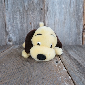 Vintage Yellow Drooper Dog Plush Dakin Brown Tan Puppy Stuffed Animal 1o Inch 1973