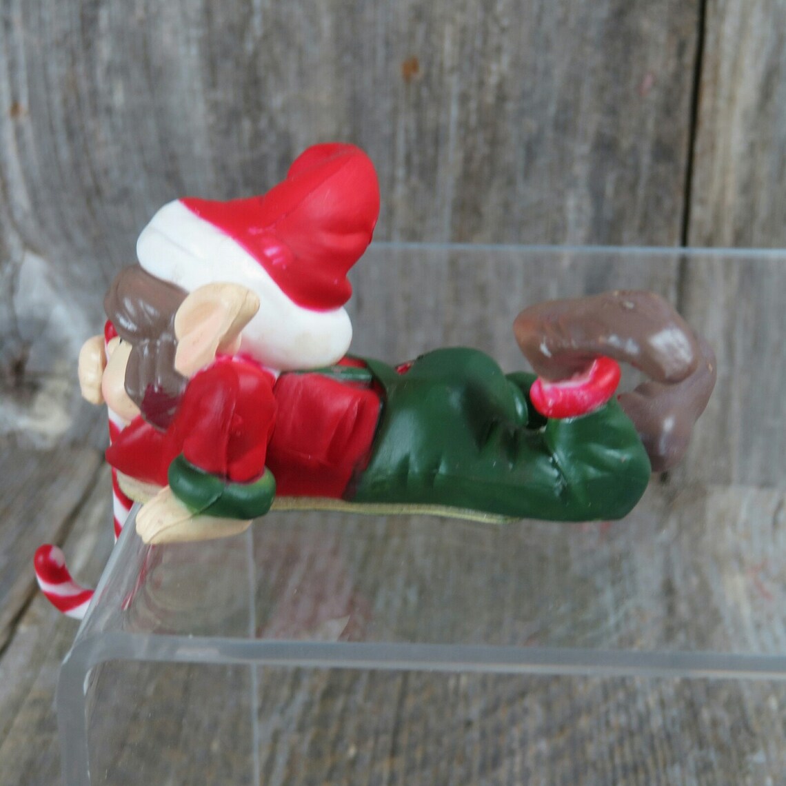 Vintage Elf Stocking Holder Christmas Laying Helper Candy Cane Etsy