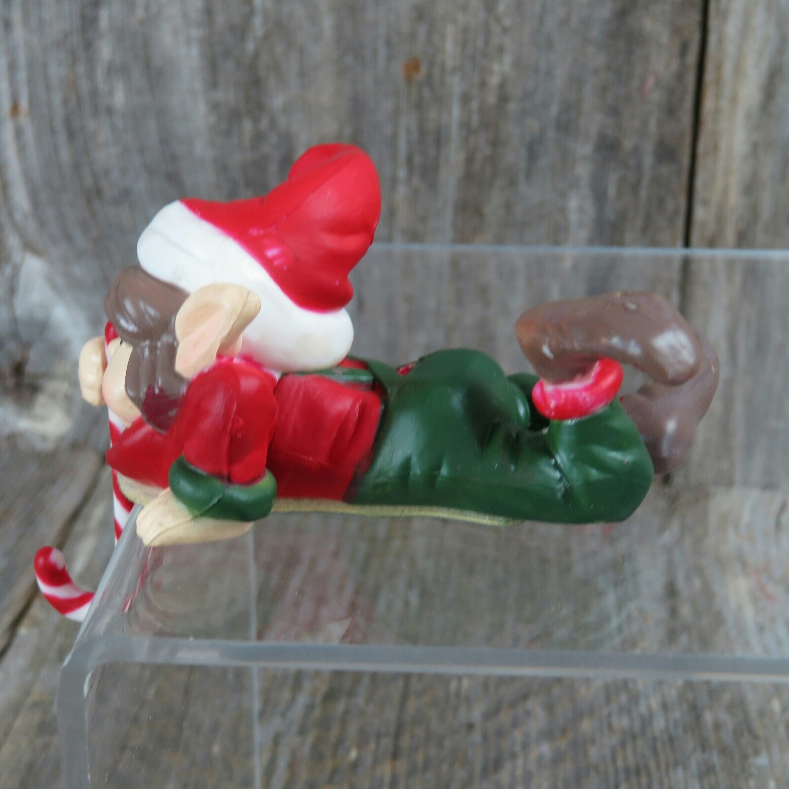 Vintage Elf Stocking Holder Christmas Laying Helper Candy Cane Etsy