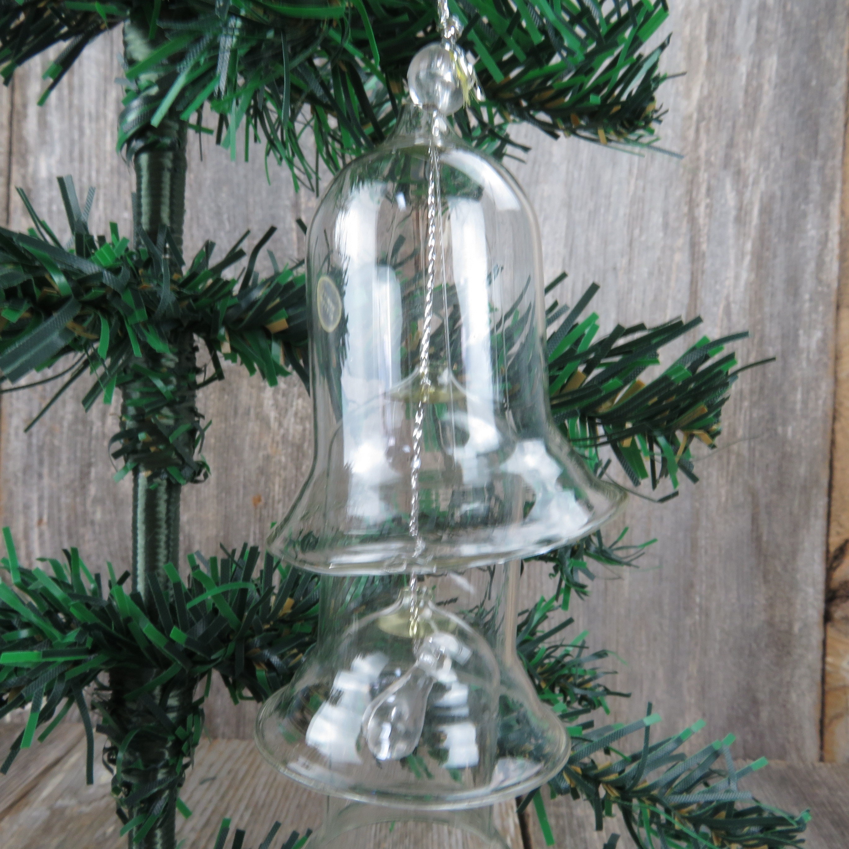 Vintage Glass Bell Ornament Graduated 3 Tier Silver Christmas Etsy