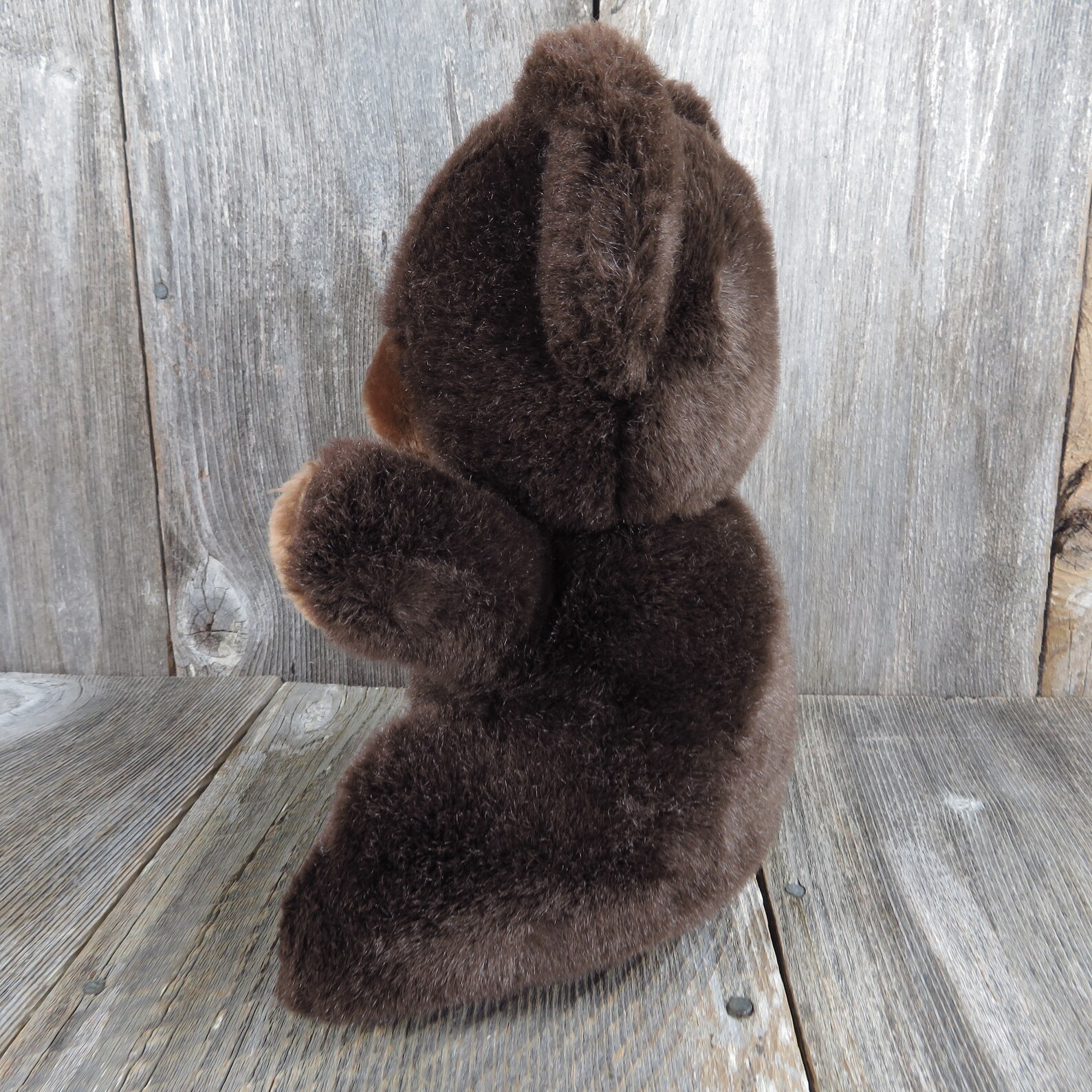 Vintage Teddy Bear Plush Brown Flocked Nose Russ Grizzly Love Pets ...