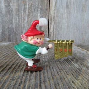 Vintage  Hark It&#39;s Herald Hallmark Ornament Elf Chime Musical Instrument 1989