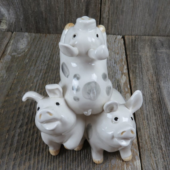 Vintage Stacked Pigs Figurine Omnibus OCI Japan Fitz Floyd Pig