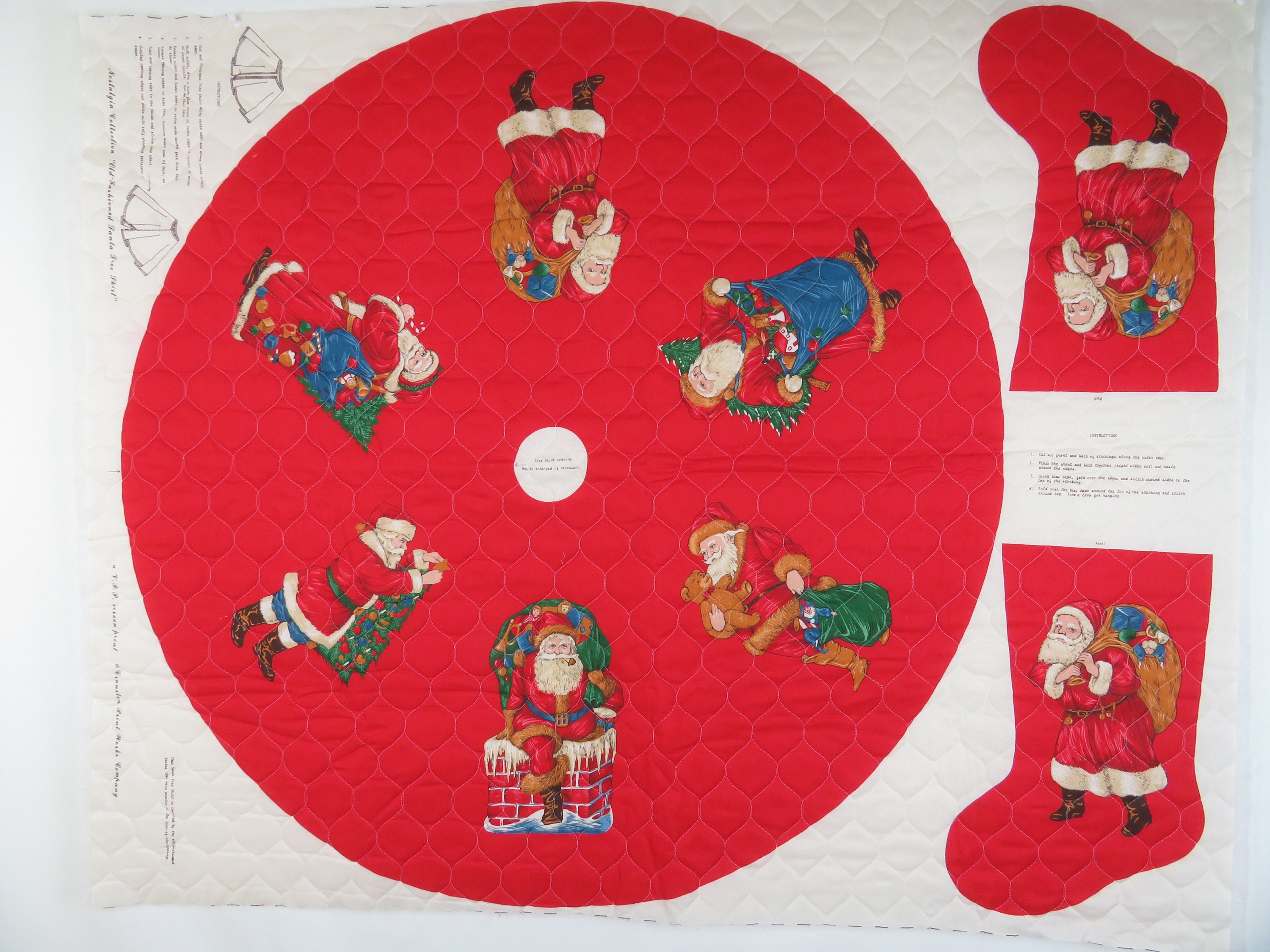 Christmas Tree Skirt Stocking Cut Sew Fabric Panel Quilted Etsy