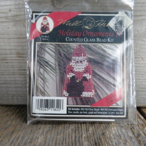 Weihnachtsmann Perlen Ornament Zählglas Perlen Bausatz Mühle Hill Kreuzstich unbenäht Weihnachten 1991