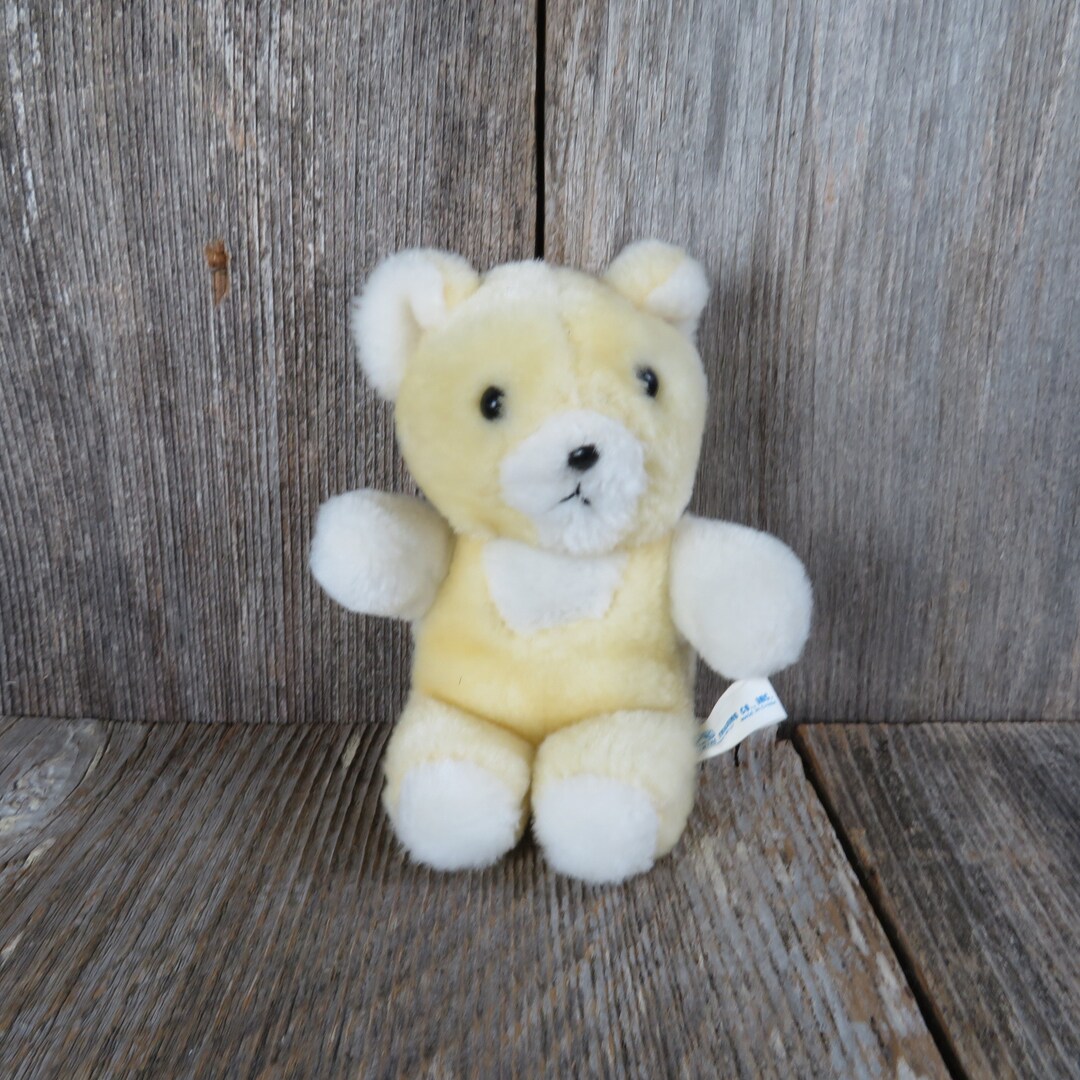 Vintage Yellow Bear Plush Mini Oriental Trading Company White Etsy