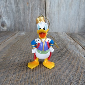 King Donald Duck Ornament Blue Red Disney Christmas Flocked Cape Resin