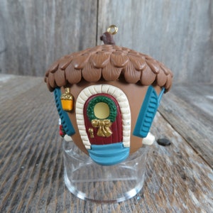 Vintage New Home Acorn Squirrel House Hallmark Ornament 1994 Blue Shutters Tree House Fairy Garden
