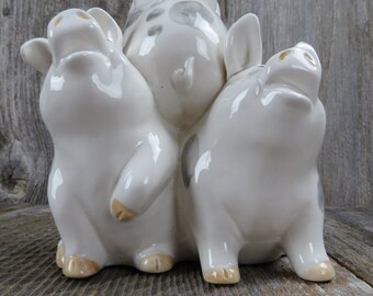山本造船　CLASSIC PIG Vintage Stacked Pigs Figurine Omnibus OCI Japan Fitz Floyd Pig