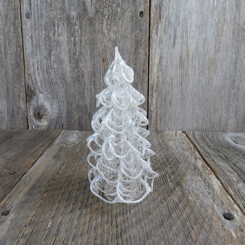 Vintage Tree Spun Glass Figurine Clear Crystal Christmas Etsy