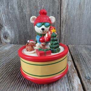 Vintage Christmas Music Box Seymour Mann Motion Musicals 1991 Polar Bear Dog