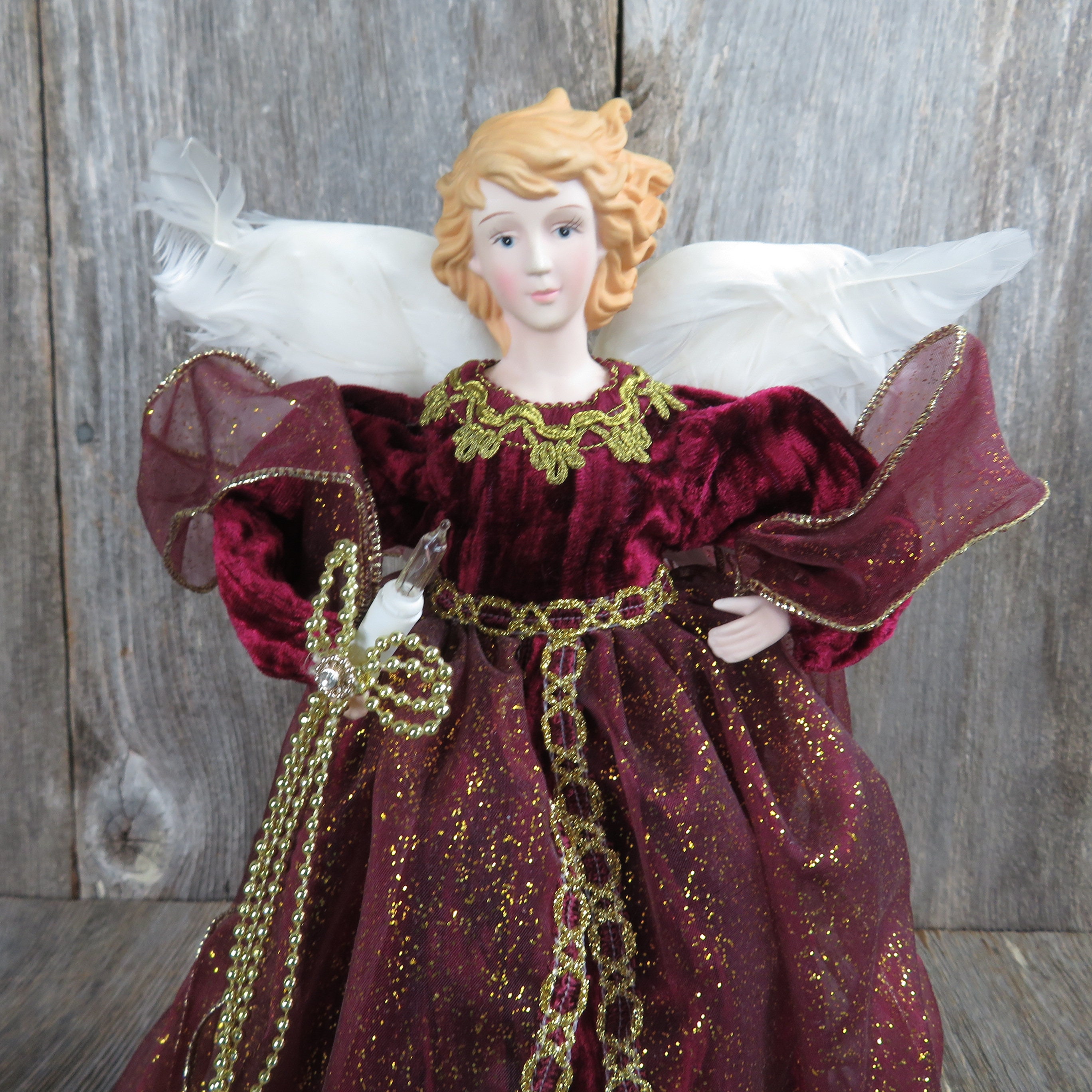 red dress angel tree topper Vintage Christmas Angel Tree Topper Red Dress