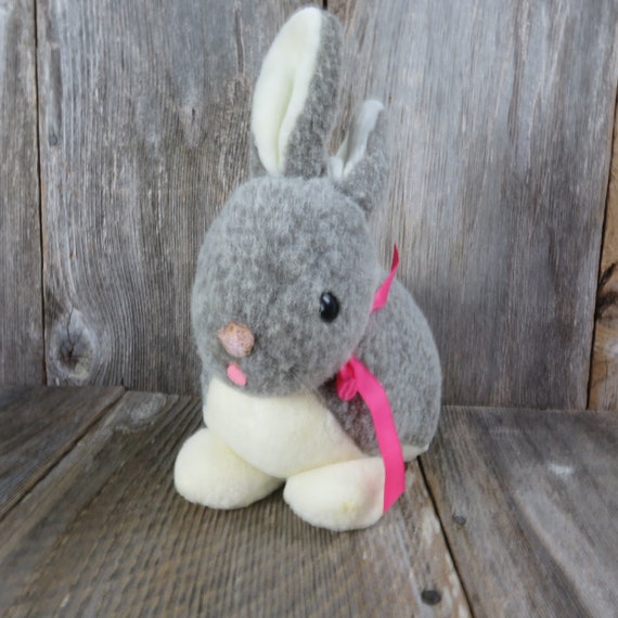 Vintage Bunny Plush Rabbit Love Land Life Like Stuffed Animal Gray