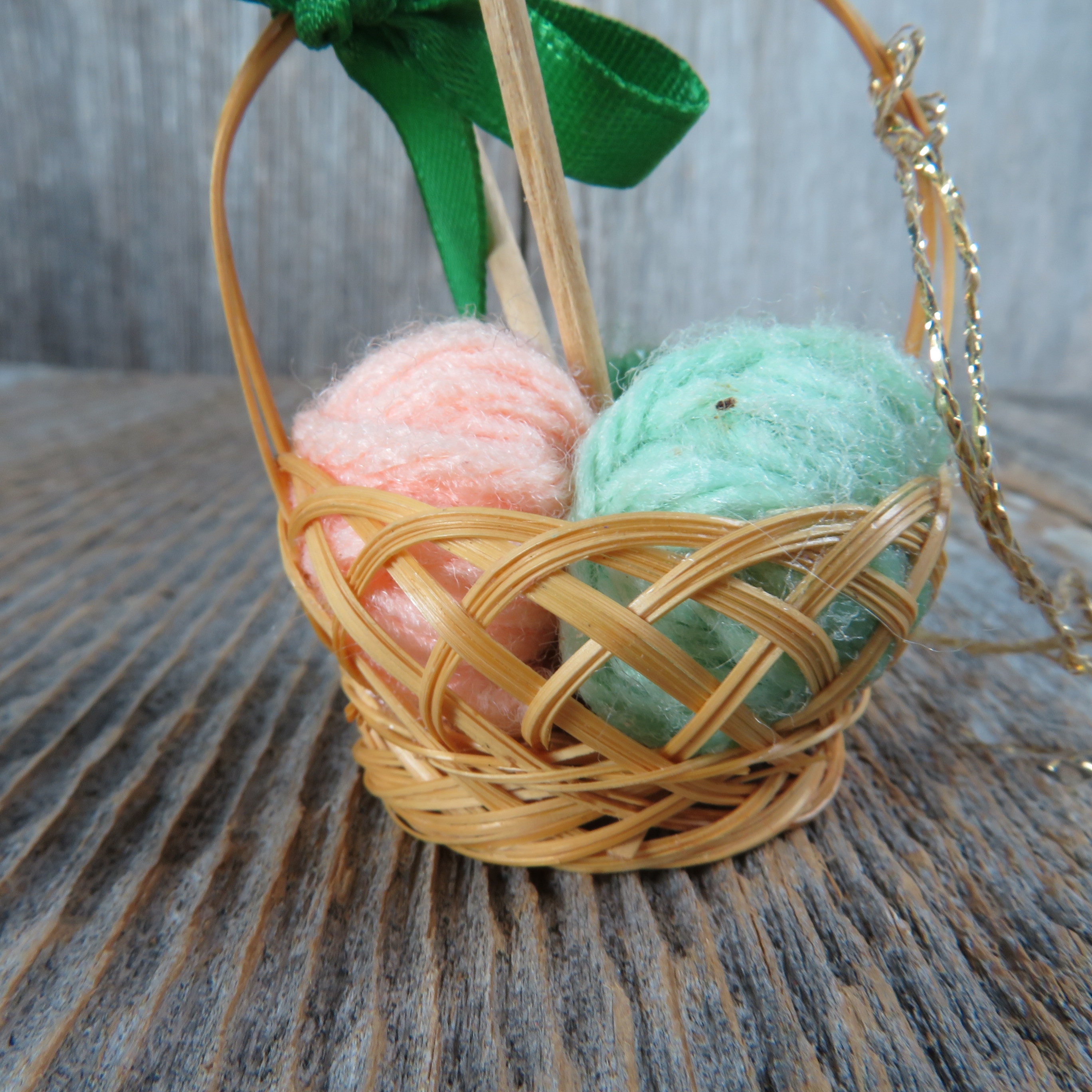 Knitting Basket Ornament Balls of Yarn Wicker Basket Christmas Etsy UK