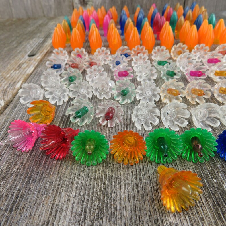 Vintage Christmas Light Reflectors Covers Plastic Petal Star Etsy