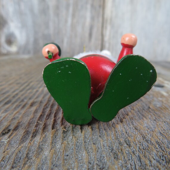 Vintage Wood Santa Winking Ornament Wooden Felt Hat Christmas Tree