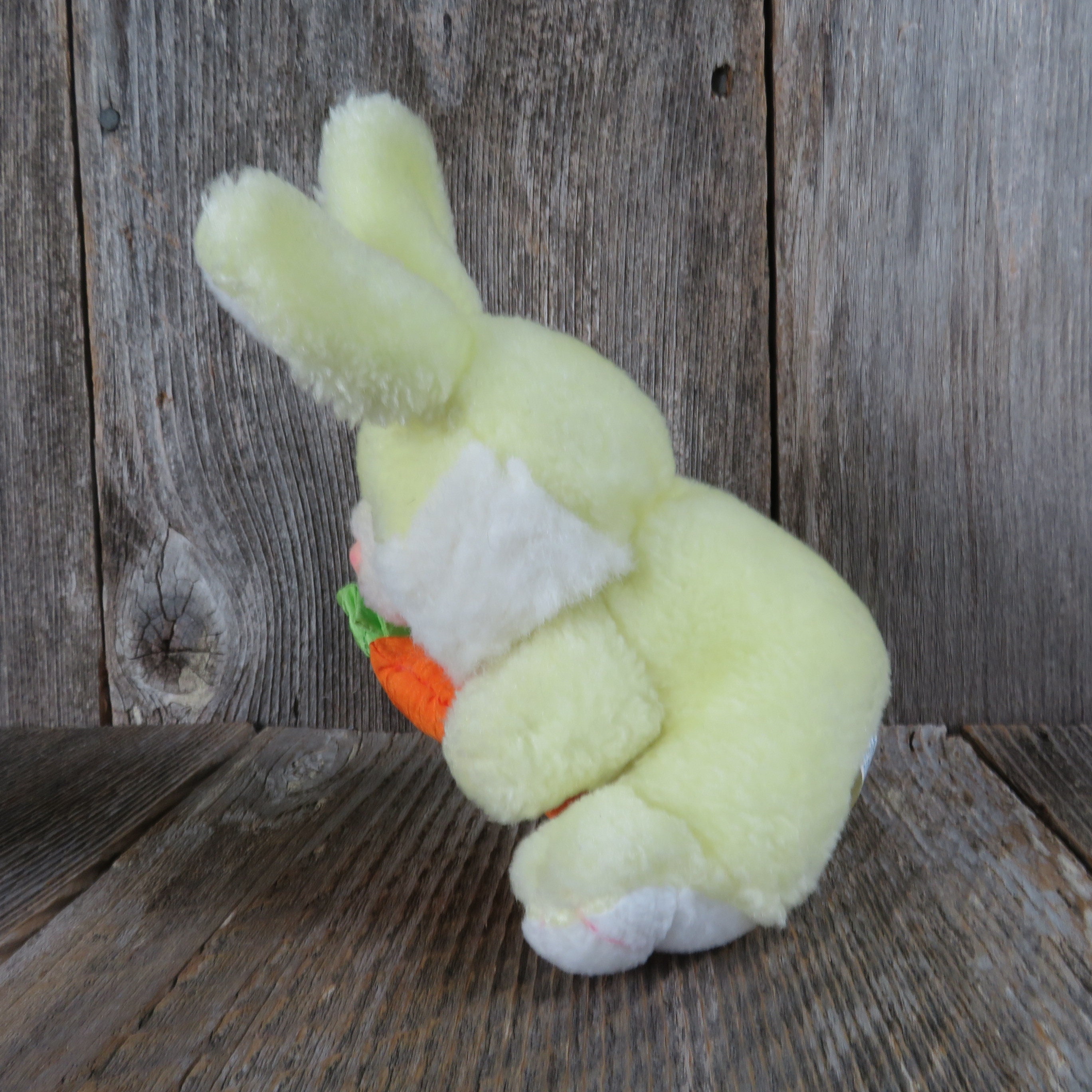 Vintage Yellow Bunny Rabbit Plush With Carrot and Pink Flocked Nose ...