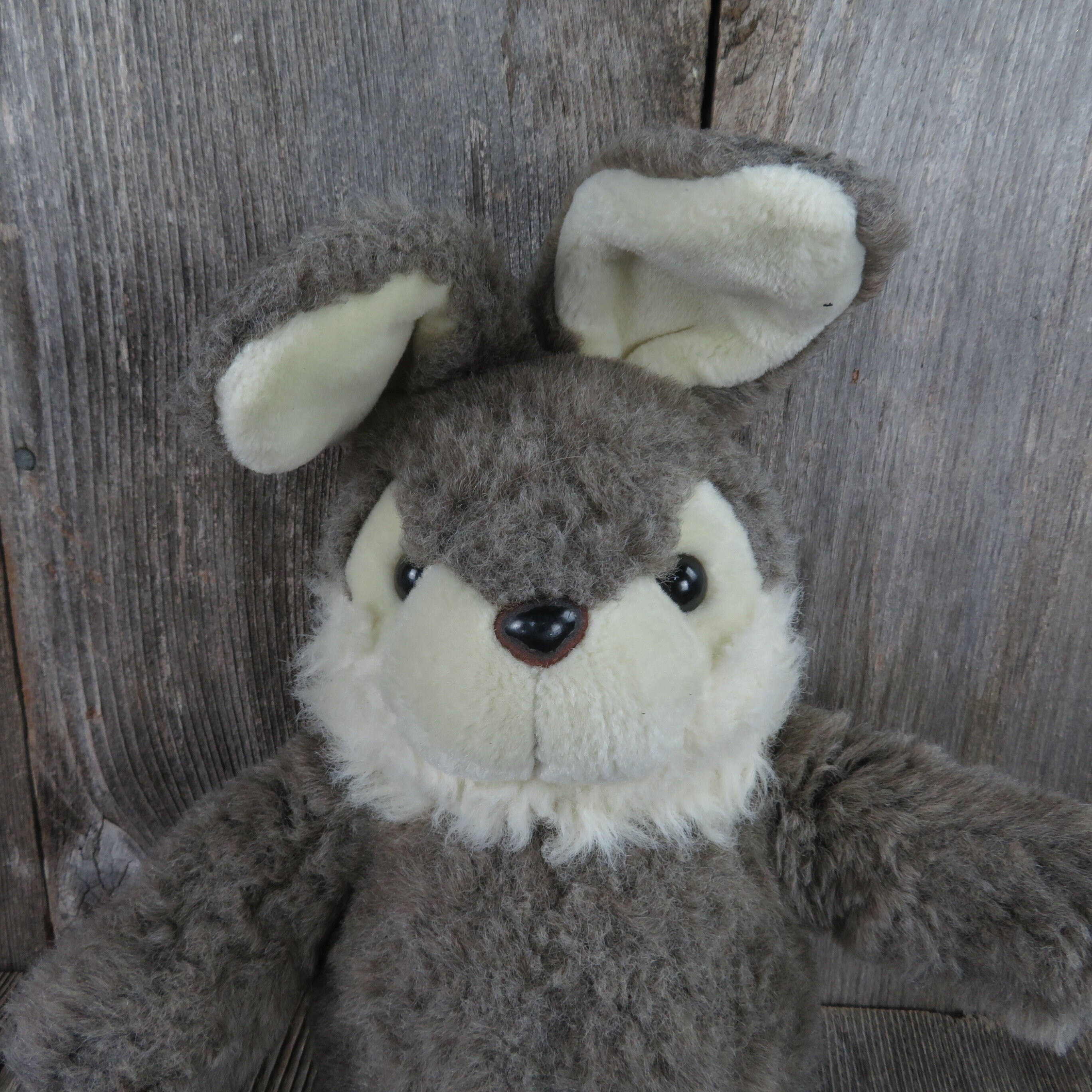 Vintage Bunny Rabbit Plush Long Legs Grey White Face Flocked Nose ...
