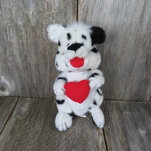 Vintage Puppy Dog Plush Dalmatian Red Heart Pup Nanco Stuffed Animal Valentines Love 1997