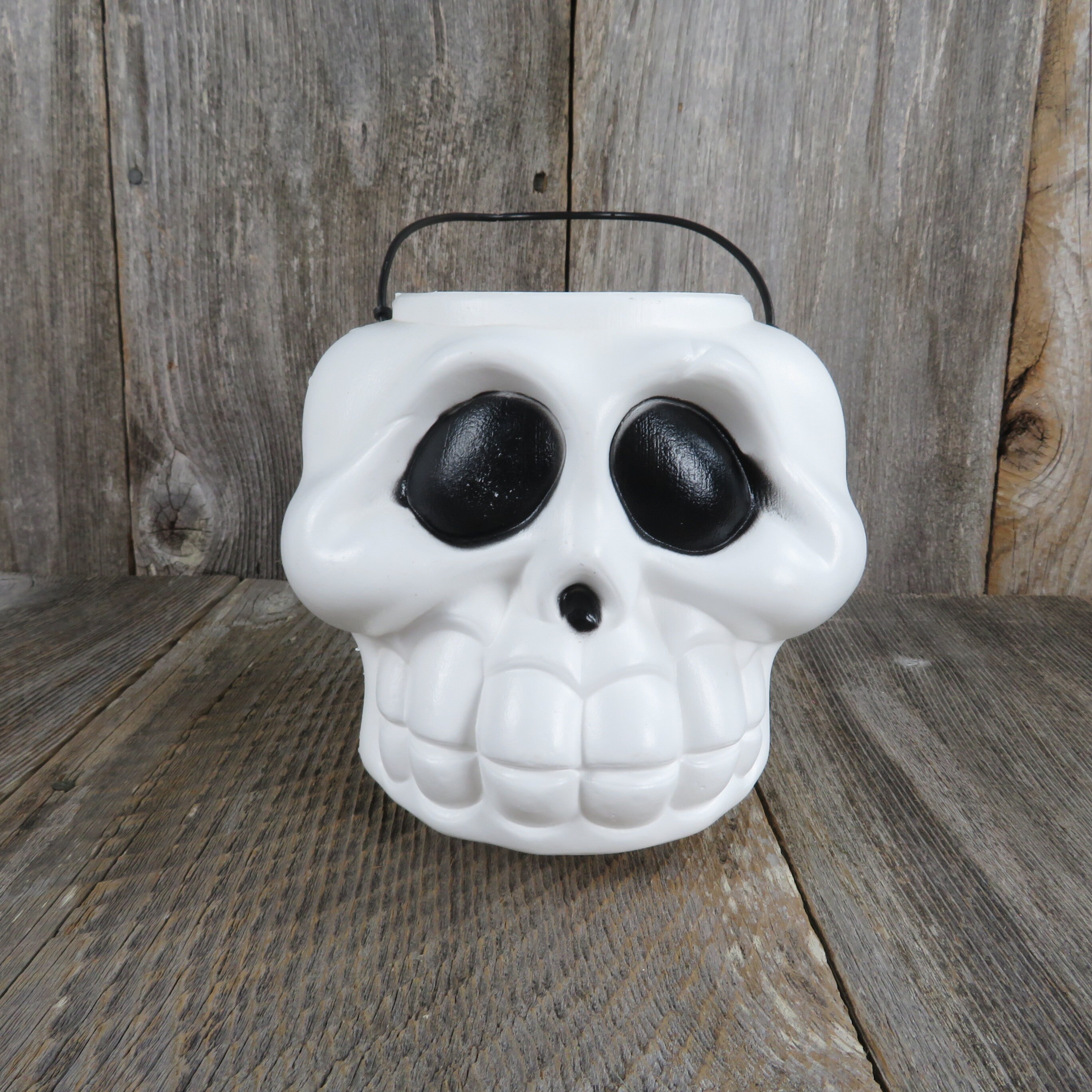 Vintage White Skull Halloween Bucket General Foam Plastics Blow