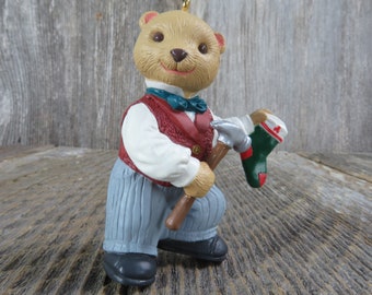 Vintage Papa Bearingers Ornament Bear Dad Hallmark Christmas Hanging Stocking 1993