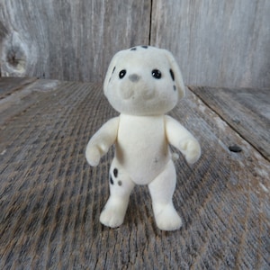Vintage Dalmatian Dog Toy Calico Critters Sylvanian Family Epoch 1985 Velvet Flocked White Puppy