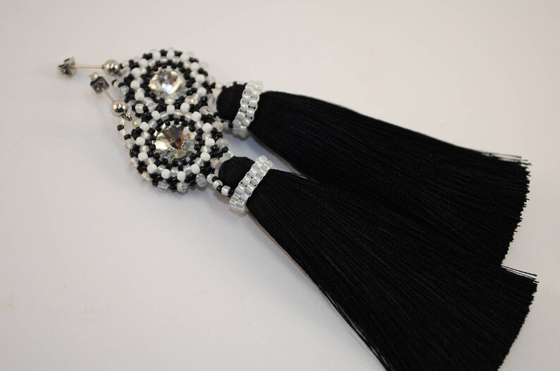 Beaded earrings brushes oscar earrings tassel long dangle earrings-brushes handmade fancy fashion nude from beads statement earrings