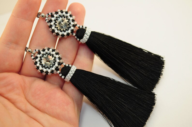 Beaded earrings brushes oscar earrings tassel long dangle earrings-brushes handmade fancy fashion nude from beads statement earrings