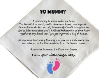 Personalised Sentimental Letter from Heaven Hankie Handkerchief for Dad Baby loss Angel Baby Memorial