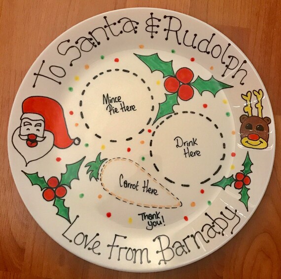santa and rudolph plate