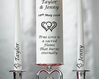 Personalised True Love Wedding Unity Candle Set Anniversary Gift Keepsake