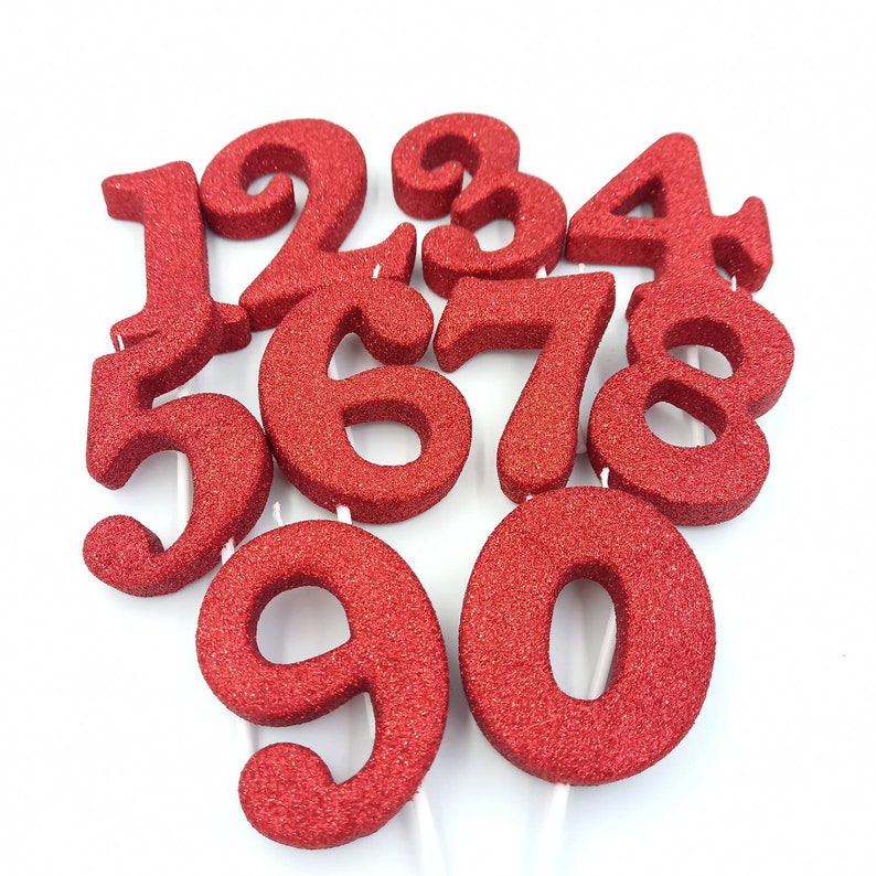 Red Birthday Candles Anniversary Numbers 123456789 or Etsy
