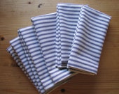Cloth napkins, Set of 6 blue ticking stripe cotton napkins, blue and white unpaper napkins, farmhouse dining, everyday kitchen, rustic linen
