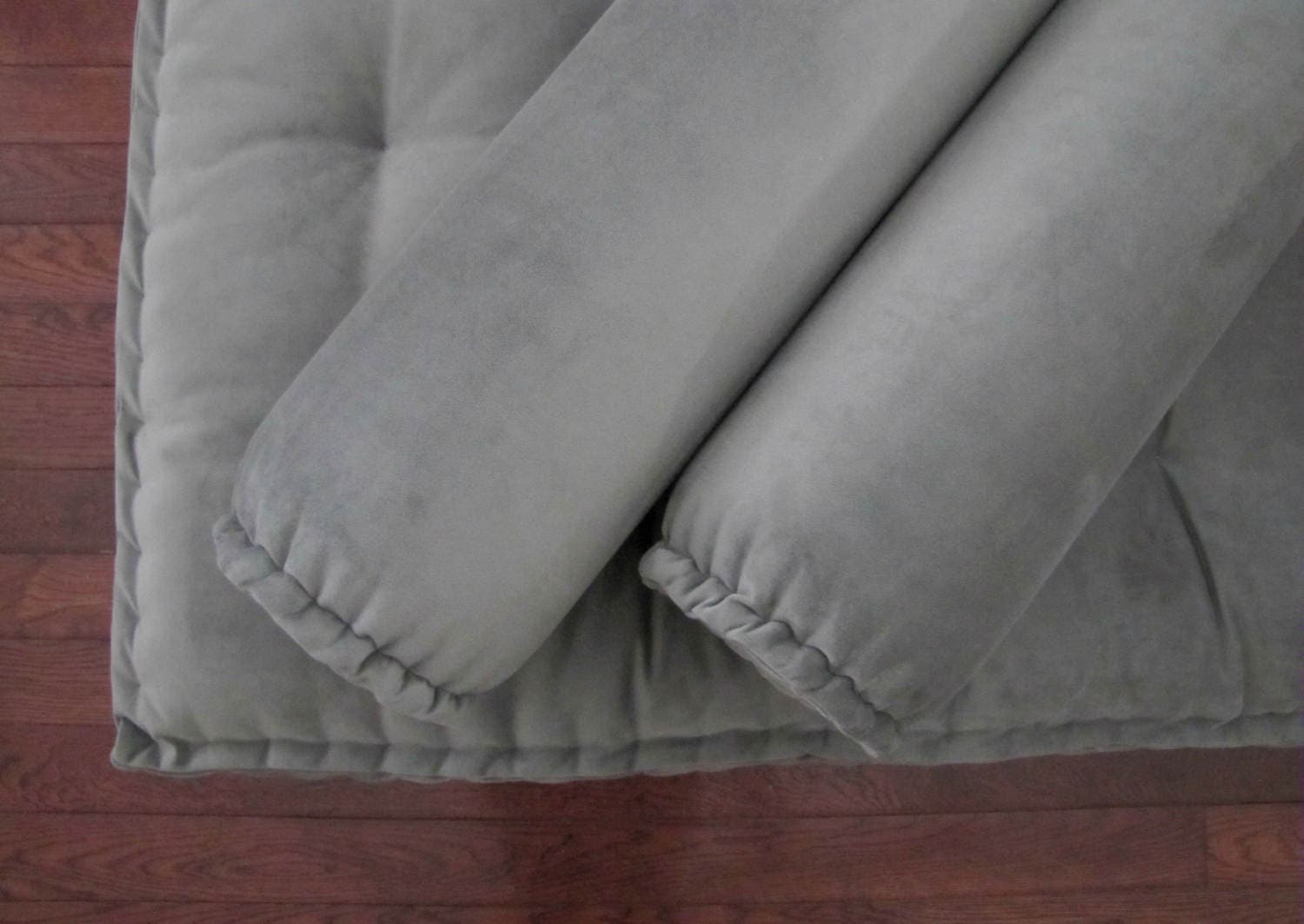 Gray Bolster Pillow Velvet Neckroll Pillow French Edge Etsy