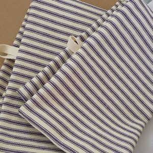 Cream & Gray Ticking Stripes Organic Cotton Kitchen Towels: Set of