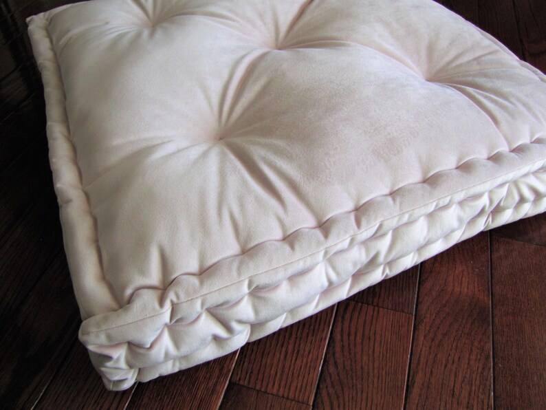 Velvet Floor Pillow Pale Pink Tufted Floor Cushion With Etsy