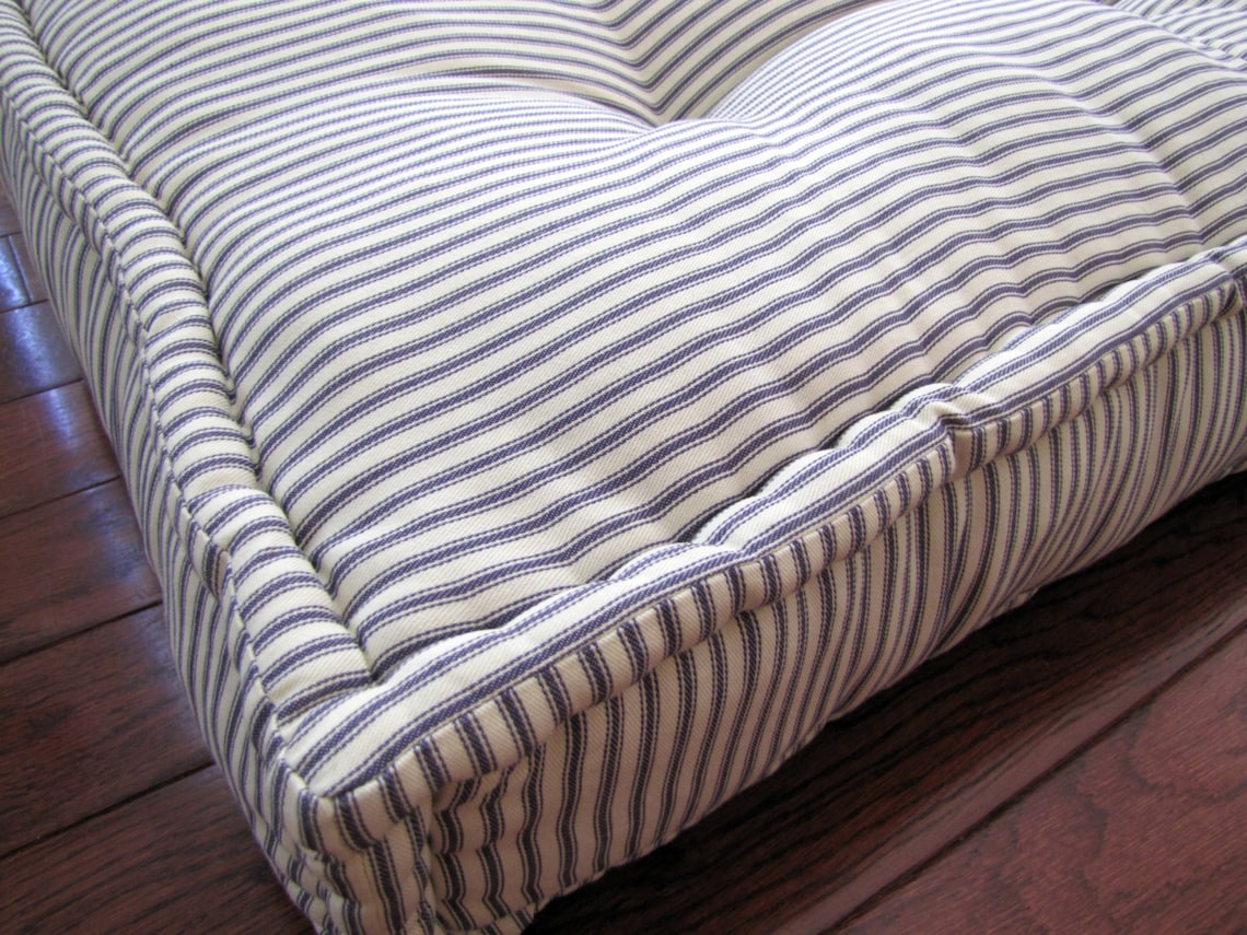Custom Cushions Blue Ticking Stripe French Cushion Hand Etsy