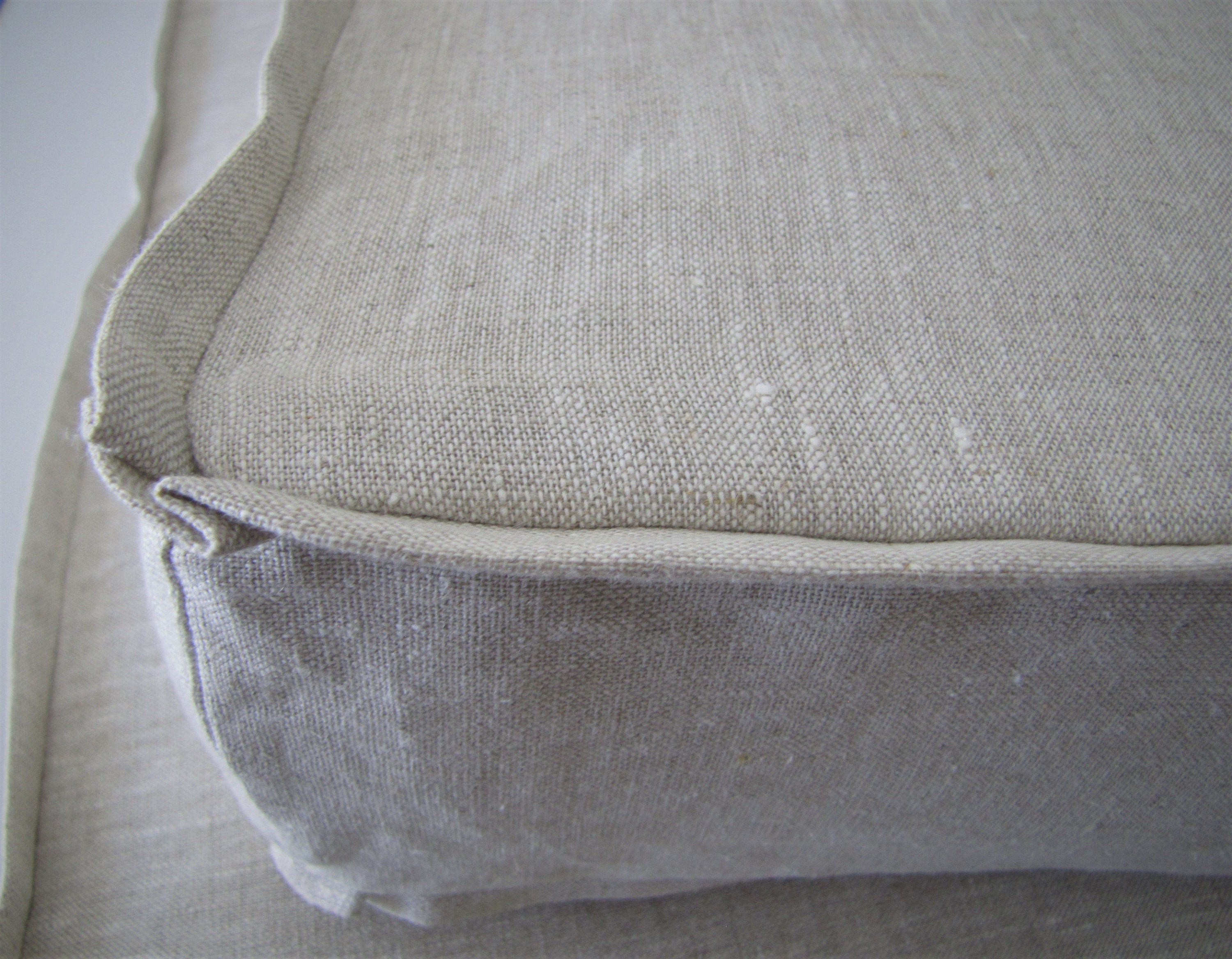 Grateful Home — Natural Latex Foam Sofa Cushions with Linen Slipcover, Flanged Edges with
