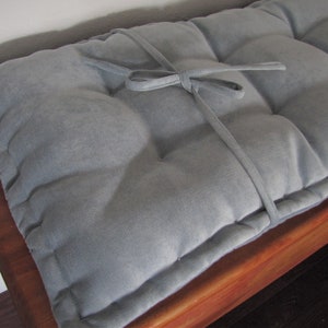 Bench Pad with Ties, Banquette Pads, Custom Bench Cushion, Blue Velvet Seat Cushion, French Cushion, Tufted Cushions, Custom Sizes