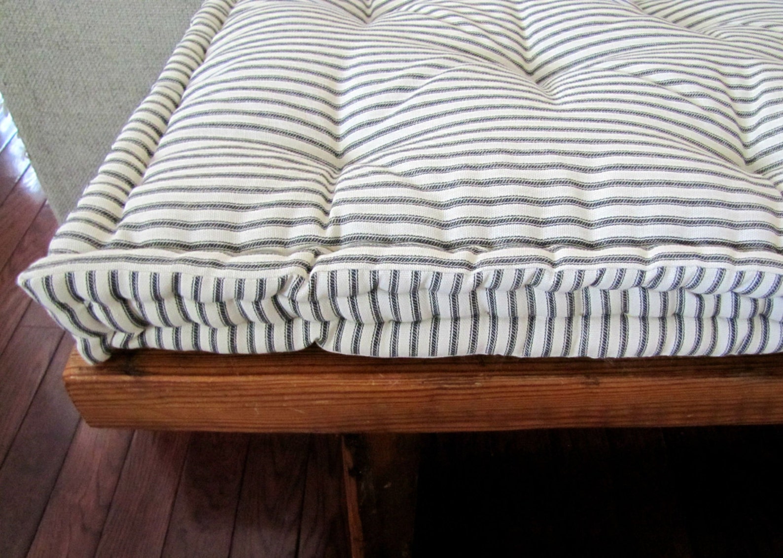 Custom Bench Cushion Black Ticking Stripe Window Seat Etsy