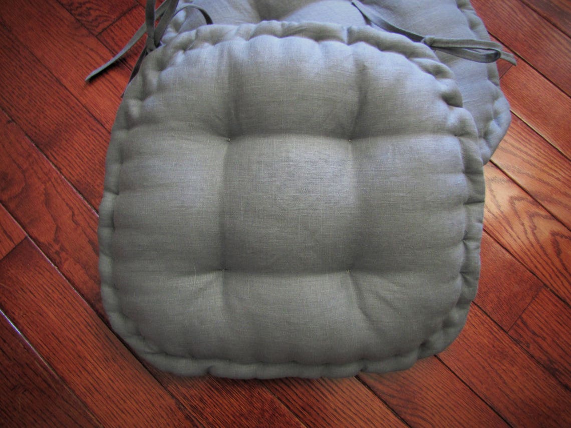 Dining Chair Pad With Ties Custom Chair Cushion Made in Gray Etsy