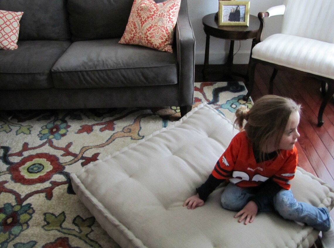 Almohada de piso de lino cojín de suelo de gran tamaño con | Etsy