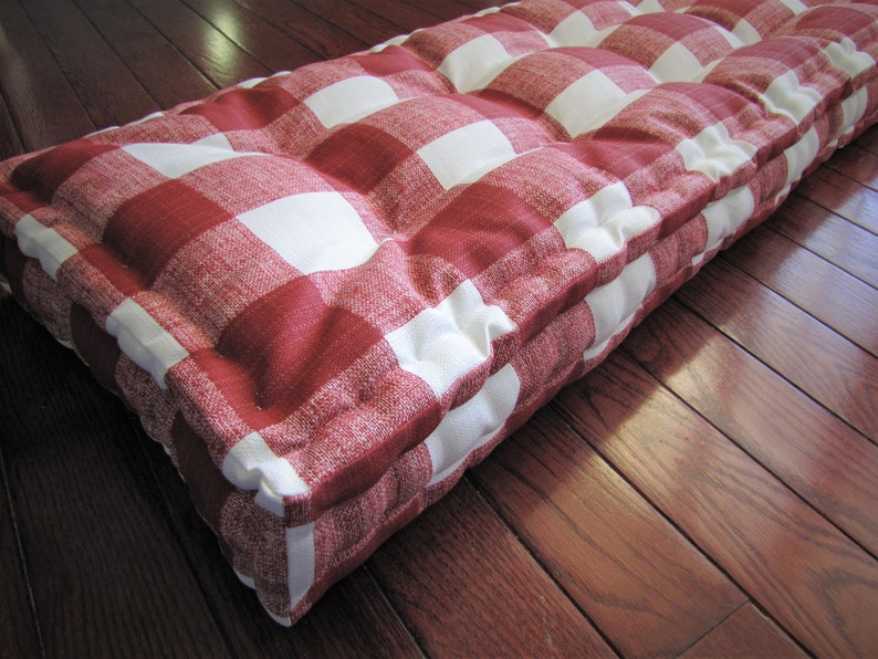 Outdoor Bench Cushions Green and Red Plaid Window Seat Etsy New Zealand