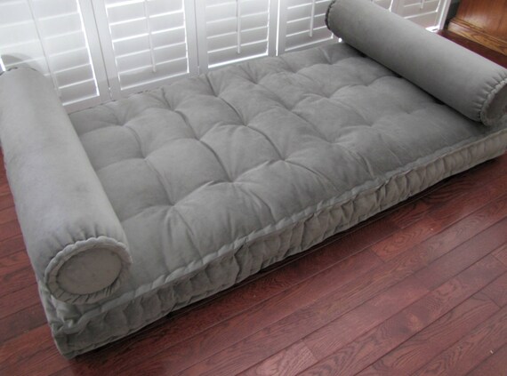 Gray Bolster Pillow Velvet Neckroll Pillow French Mattress Etsy