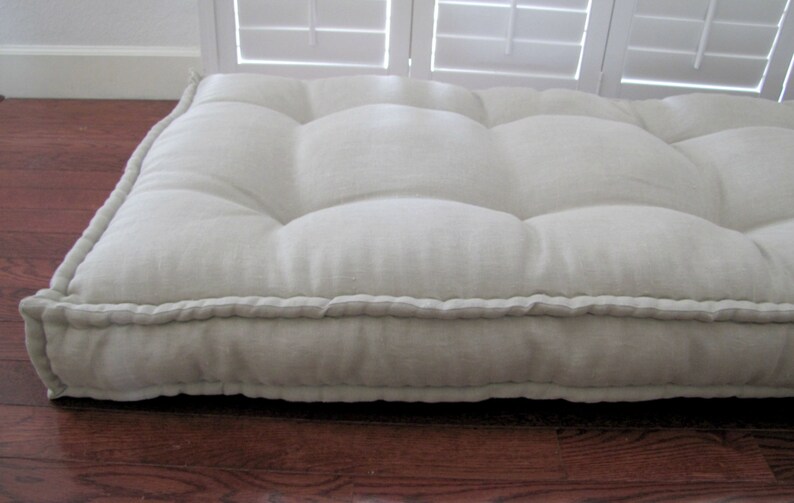 Linen Daybed Mattress Custom Cushions Tufted Linen Cushion Etsy