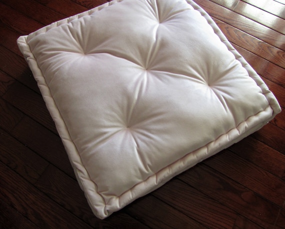 Velvet Floor Pillow Pale Pink Tufted Floor Cushion With Etsy