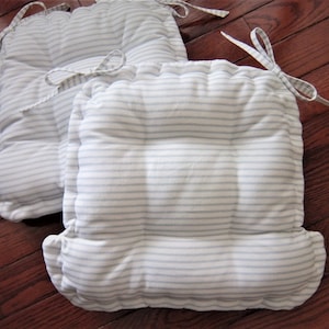 Captains Chair Pads, Custom Fit Chair Pads, Dining Chair Cushions for all Shapes and Sizes, Ticking Side Chair Pads, Seat Cushions with Ties