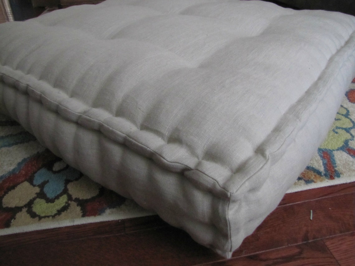 Almohada de piso de lino cojín de suelo de gran tamaño con | Etsy